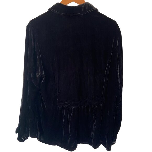 Coldwater Creek Women's Black Velvet Long Sleeve Blouse Top Size 1X Button Up - Picture 2 of 8